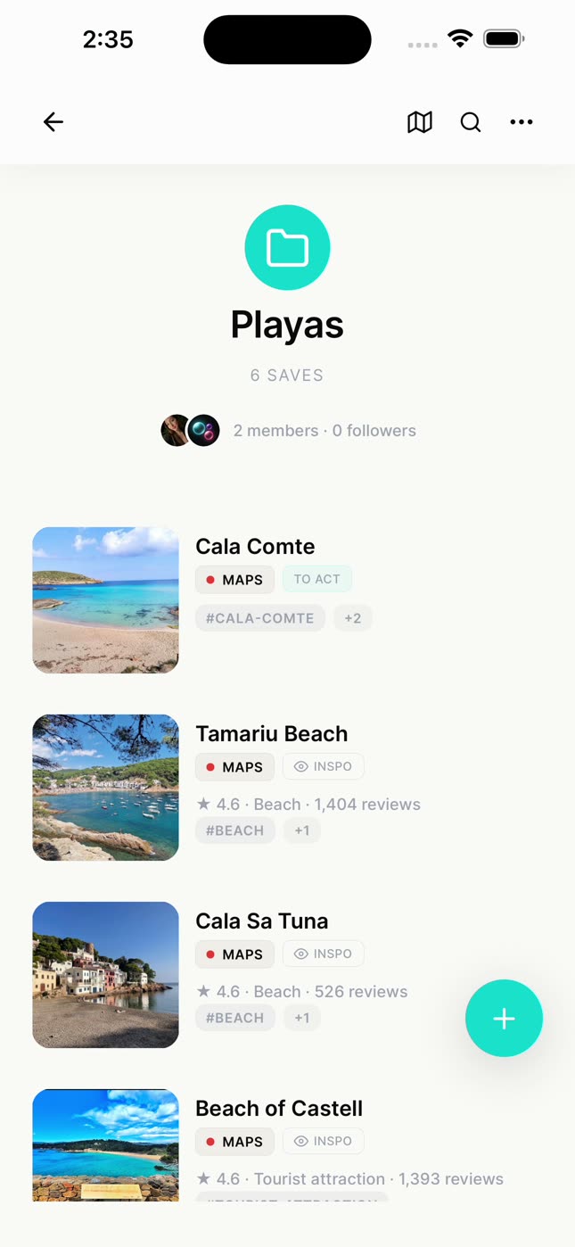 The shared Playas collection, with two members and their saves