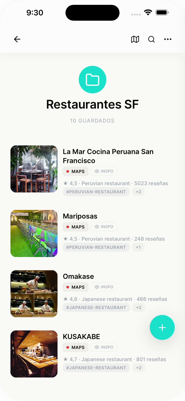 La colección Restaurantes SF en nudgio, con sus sitios