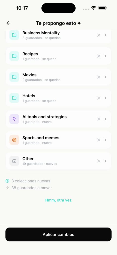 AI Organize proponiendo colecciones