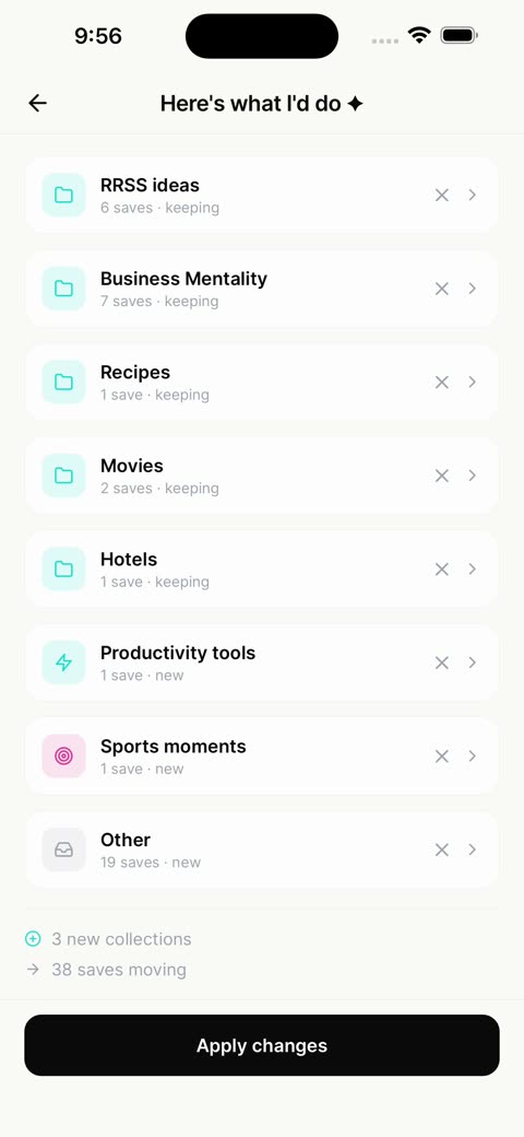 AI Organize suggesting collections